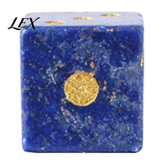 Board Game Dice Natural Stone with Golden Dots, Mini Healing Faux Decorative Crystal Dice, Carved 6-Sided for Tabletop Handmade