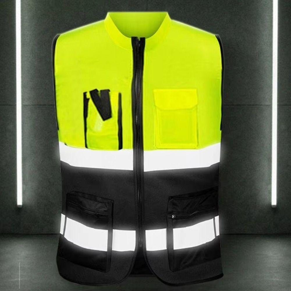 with Pocket Reflective Vest High Visibility Construction Clothes Outdoor Safety Clothing Cycling
