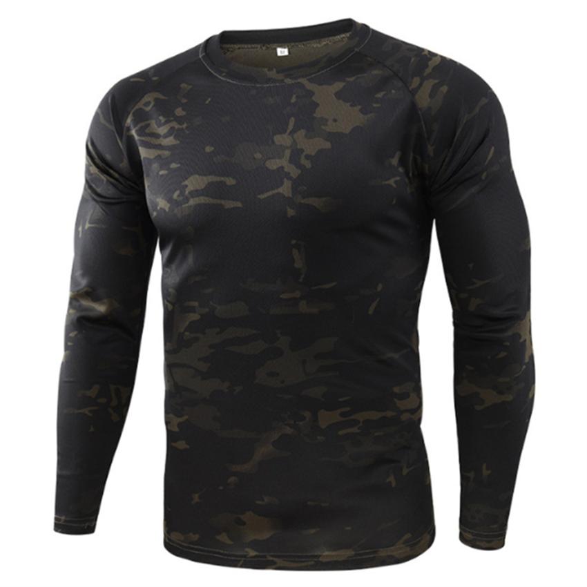 Spring and Autumn Outdoor Python Print 3D Jungle Camouflage Training Clothing Crewneck T Shirt Men's Loose Long Sleeves