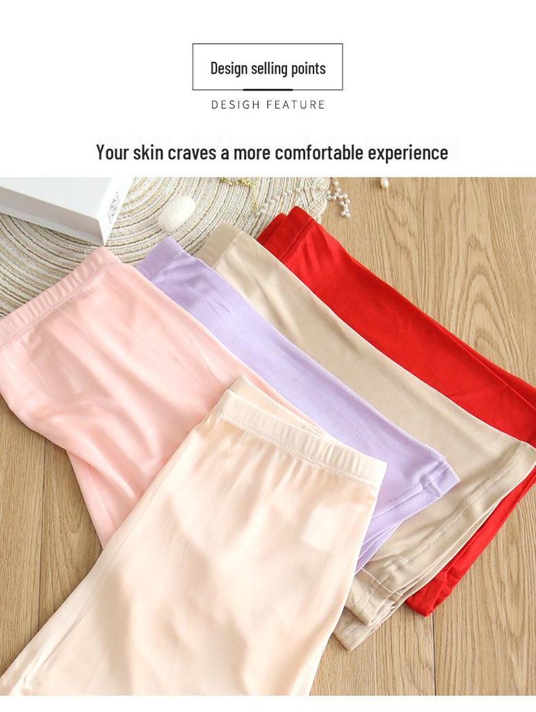 Tangge Women's Mid-Waist Mulberry Silk Boxer Briefs - Comfortable Silk Base Layer Panties
