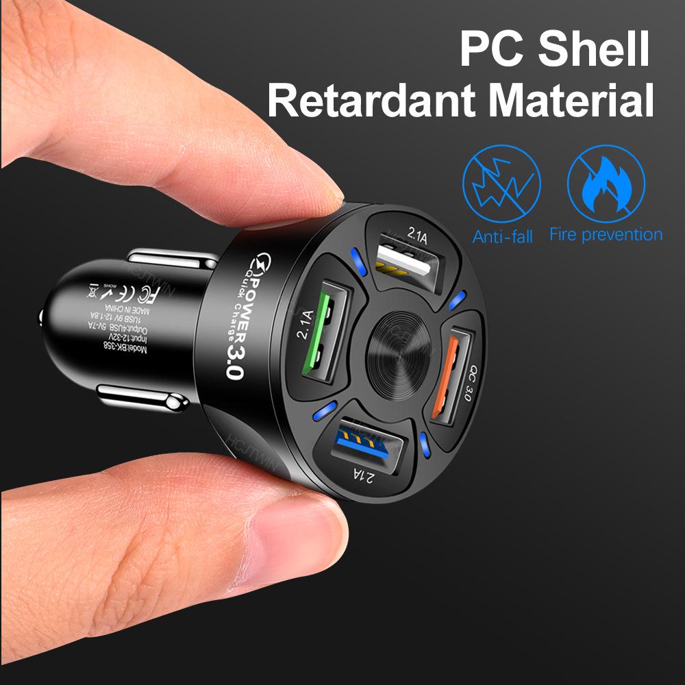 7A 35W QC3.0 4-портовое USB быстрое автомобильное зарядное устройство для мобильных телефонов