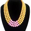Fashion Women Party Decorate Gifts Multi String Ball Pink Green Color Imitation Pearl Chunky Statement Choker Necklaces