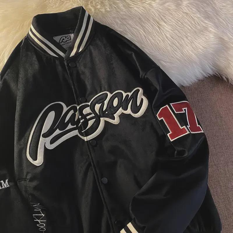 "Трендовая мужская осенняя уличная одежда": Американская повседневная бейсбольная куртка - Корейский стиль для пар"