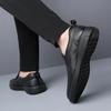 Fashion Genuine Leather Shoes Men Slip On Fashion Loafers Soft Cowhide Men Casual Shoes Brand Male Footwear Black Brown Thick Sole Shoes