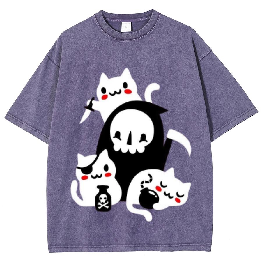 Милая женская футболка с принтом кота из мультфильма Q Edition, белая, высокого качества, удобная, дышащая, летняя, с коротким рукавом, стираная