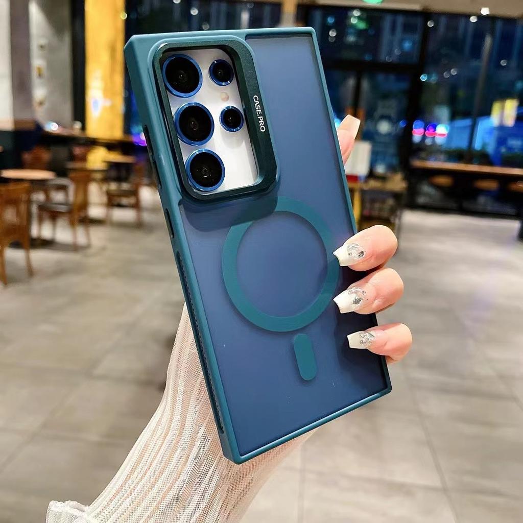 Чехол-подставка для телефона Samsung S24Ultra с магнитной адсорбцией, реагирующей на кожу, подходит для S24 с защитным чехлом от падений с пленкой для объектива