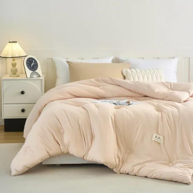 Деликатное жаккардовое одеяло, приятное к коже, пуховое, дышащее, с протеиновым наполнителем из соевого волокна, гостиничное, домашнее, однотонное, с декоративной наклейкой, дуна