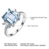 Gica Gema S925 Чистое Серебро Морской Синий Топаз Квадратное Персонализированное Высококачественное Кольцо Для Женщин Модное Классическое Свадебное Обручальное Ювелирное Подарок