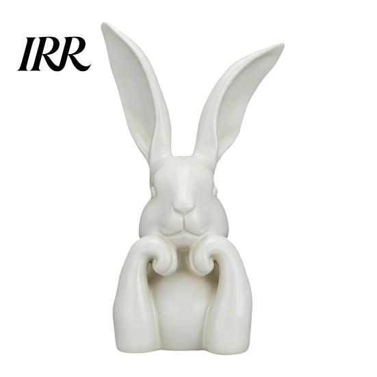 Indoor Bunny Decoration Easter Figurine Cute Rabbit Holding Face Statue 3D Printed Crack Resistant Figure Ornament for Living Room Bedroom