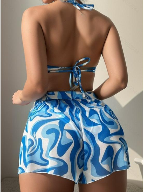 Европейский и американский сексуальный купальник-бикини из трех частей с принтом - Женский купальник-бандаж для отпуска