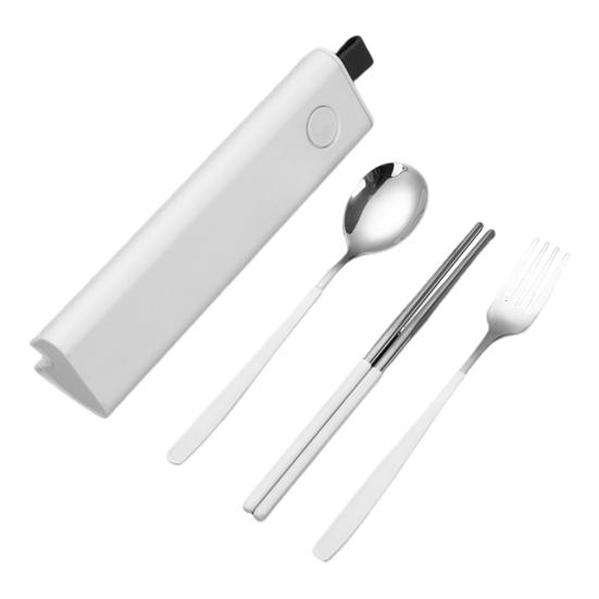 Дорожный набор столовых приборов из нержавеющей стали вилка и ложка с футляром портативная посуда