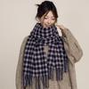 Новый клетчатый шарф с ромбовидным узором женский осенне-зимний студенческий платок двойного назначения теплый шарф мужской тренд