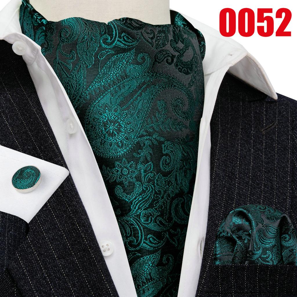 Модный классический галстук Ascot для мужчин, жаккаровый шелковый галстук с цветочным принтом, носовой платок, запонки, шарфы с пейсли, галстук