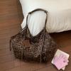 Suede Leopard Print Bag Women's Large-capacity New Autumn and Winter Retro Shoulder Shopping Bag Tote Bag