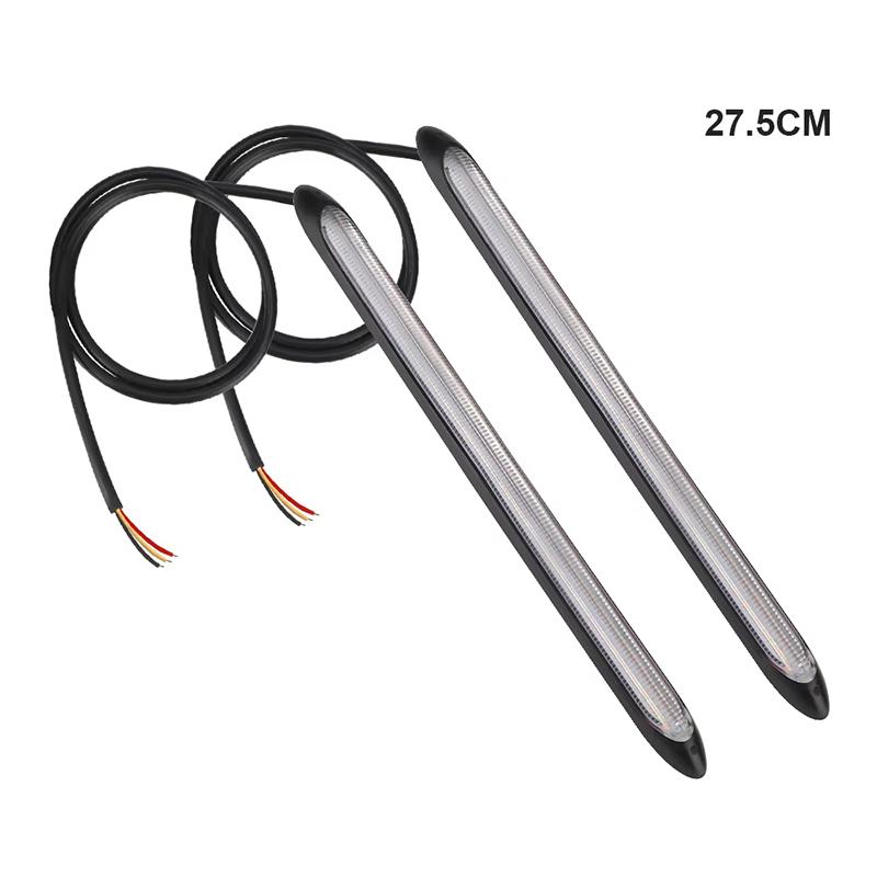 2x Автомобильные светодиодные дневные ходовые огни DRL Flow Yellow Turn Signal White Водонепроницаемые полосы фар последовательного света Универсальные