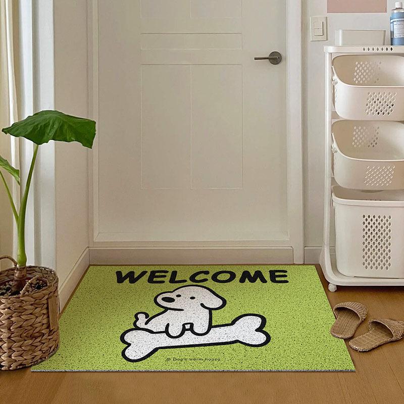 Cute Cartoon Dog Welcome Entrance Doormat Anti-slip PVC Floor Mat Entry Porch Hallway Entryway Home Decor Dust Removal Carpet