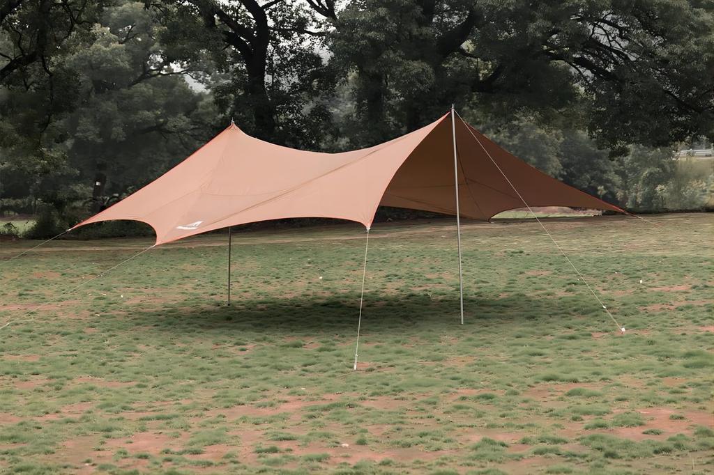 Большой тент для горного похода 640 x 565 см, серебристый полиэстер 210D с защитой от ультрафиолета, водонепроницаемый, 3000 мм, прочный тент для кемпинга, тент для пляжа