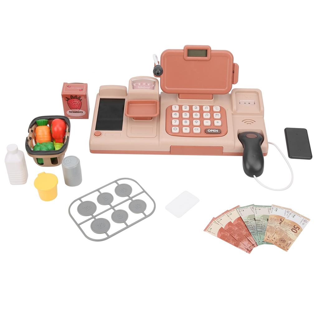 Игрушка кассовый аппарат Голосовая электронная ролевая игра Калькулятор кассира Детская развивающая игрушка Розовый