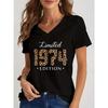 Limited 1974 Edition Print TShirt Streetwear Leopard Years Women Top Harajuku Tee Female Clothes Birthday Pattern V Neck T-shirt