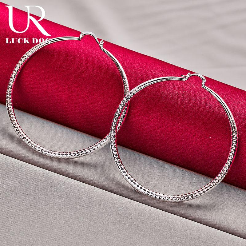 Серьги для пирсинга из стерлингового серебра 925 пробы, круглые, 70 мм, с текстурой дерева, модные свадебные украшения