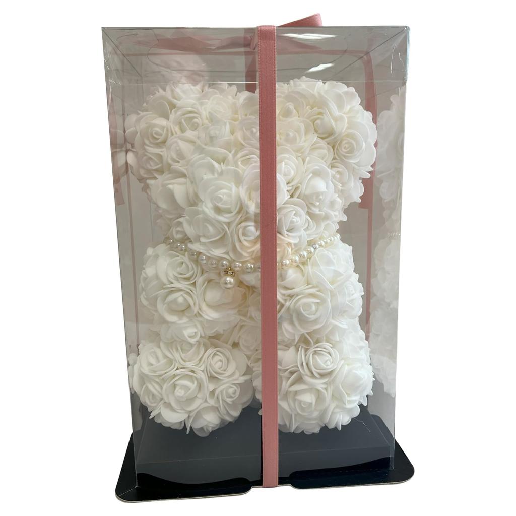 Plush Rose and White Perfect for Gifts and 805356 Q-FLA Ornament, Bear, Celebrations,