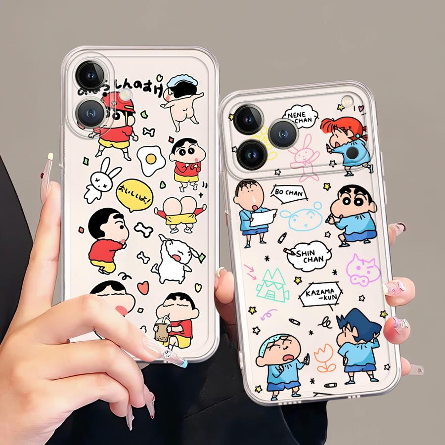 Soft Phone Cover Case for iPhone 17 Pro Max 12 Mini 16 11 XS Max XR 15 Air 7 8 14 Plus 13 Pro Crayon Shin Chan Cartoon