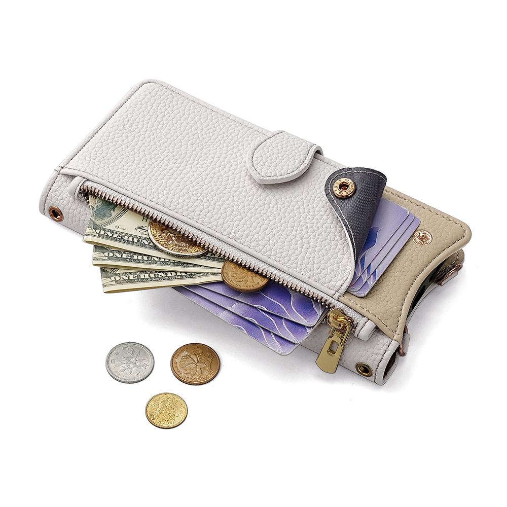 For Samsung Galaxy F06 5G Leather Case Wallet Stand Cover Irregular Tail Style with Chain Strap