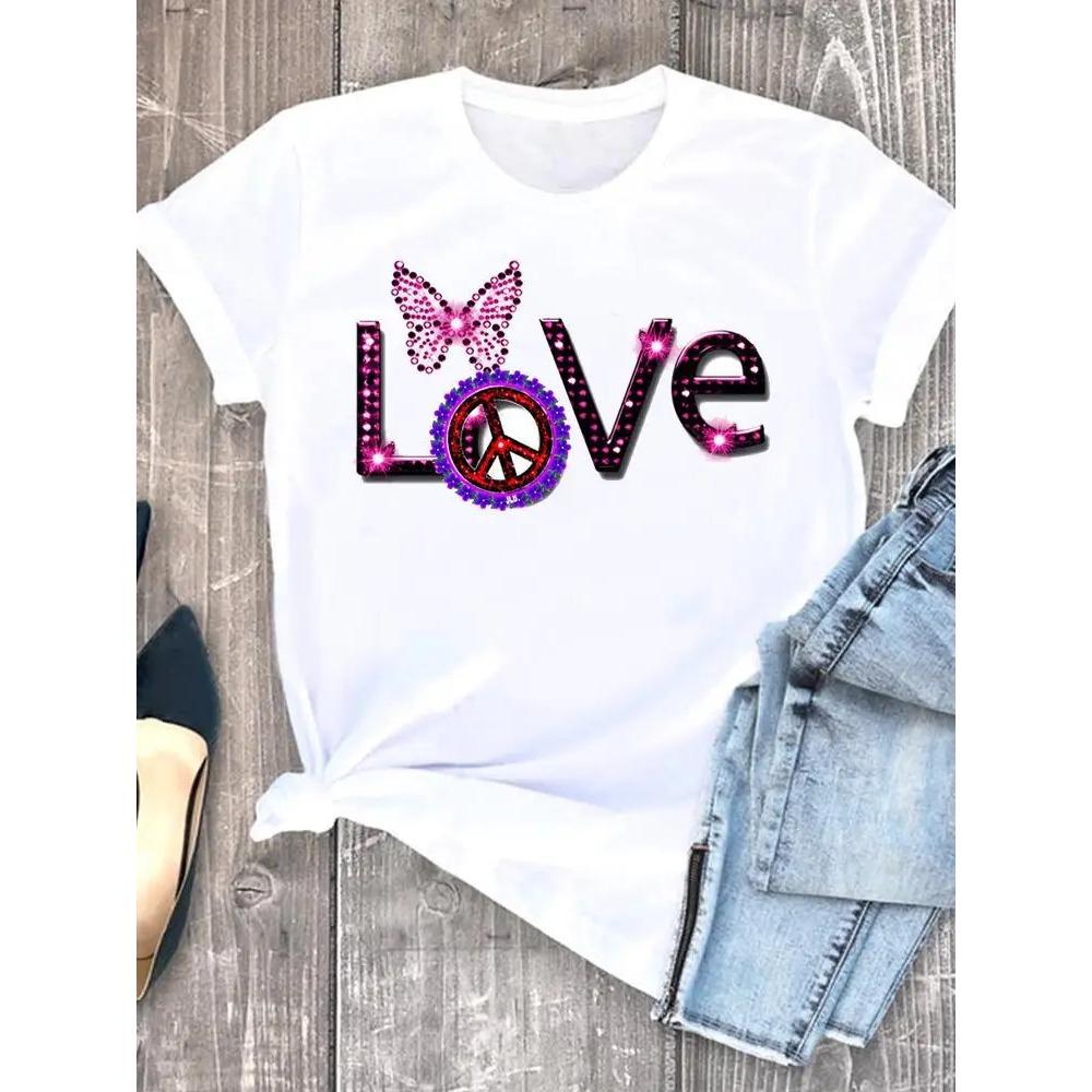 Леопардовый узор с сердечком для женщин, летняя милая модная футболка для девочек, повседневная футболка с коротким рукавом, милая женская футболка, одежда