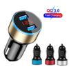 3.1A QC3.0 Dual USB Port Car Charger 12-24V LED Digital Socket Fast Charging Phone Adapter