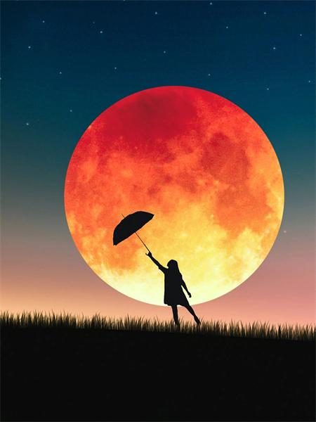 Diamond Painting New Moon Landscape Full Square Round Mosaic Embroidery Night Natural Scenery Home Decor