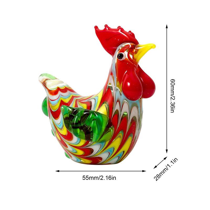 Living Room Chick Rooster Glass Beads Colorful Animal Large Small Hens Statue Miniatures