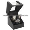 Premium Leather 3-Position Automatic Watch Winder with Open-Lid Auto-Stop Feature