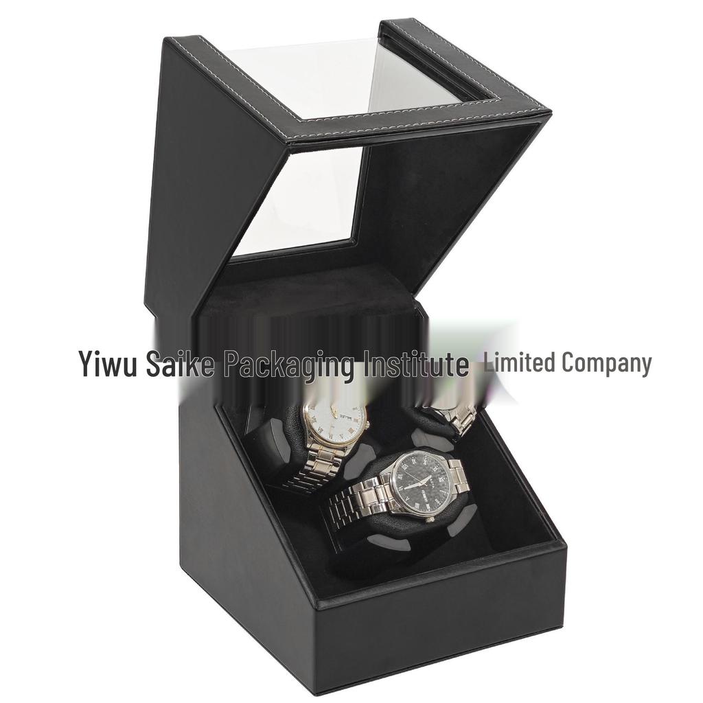Premium Leather 3-Position Automatic Watch Winder with Open-Lid Auto-Stop Feature