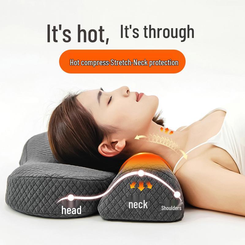 Подушка для шеи для путешествий: Подогреваемый шейный бандаж, пена с памятью для комфортного сна, съемный и моющийся для спящих на боку