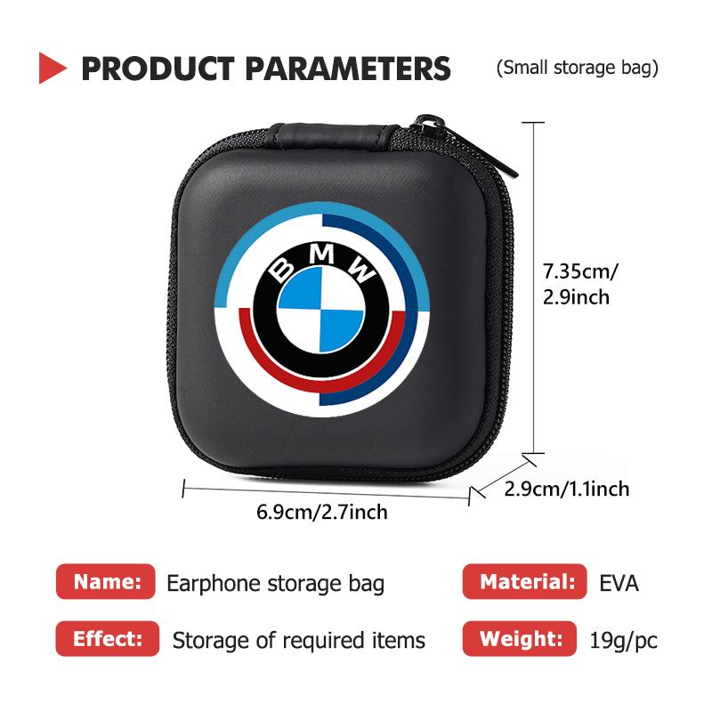 Car Portable EVA Bluetooth Earphone Cable Case Storage Bag For BMW X3 X5 M5 M3 E46 E90 E60 F10 E39 F30 E36 G30 E87 E70 XZ0