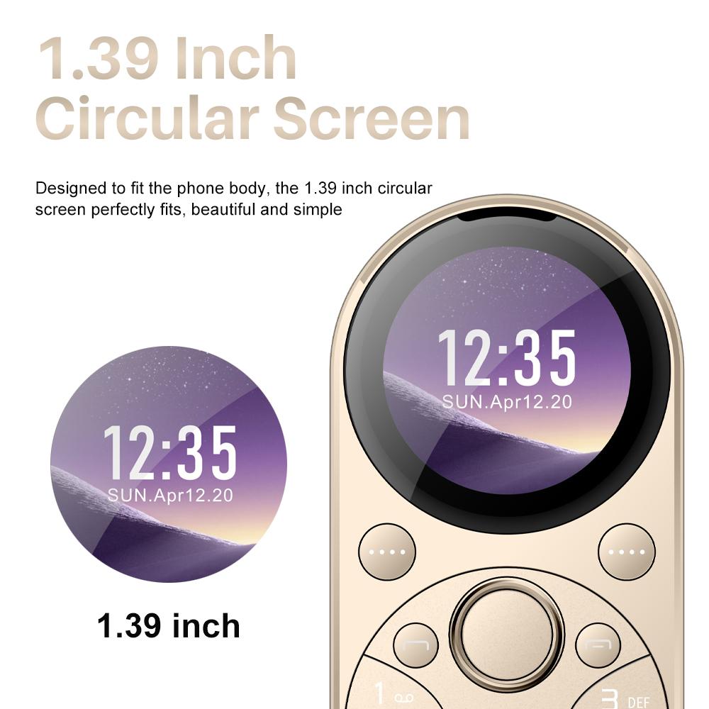 Mini Oval Small Phone, Dual SIM GSM 1.39-inch Screen Speed Dial Vibrating Frequency Modulation Radio Type-c