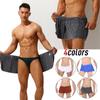 Men Wearable Bath Towel Sports Gym Button Sheet Swimming Beach Shower Skirt