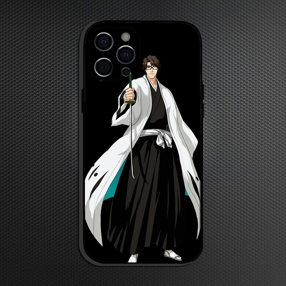 Anime B-Bleachs Aizen Sosuke Phone Case For iPhone 16,15,14,13,12,11 Plus,Pro Max,XS,X,XR,SE Soft Silicone Black Cover