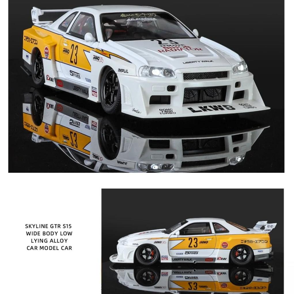 1/24 Scale Cool Nissan GTR Alloy Sports Car Model, Simulated Interior Details, Cool Lighting and Sound Effects, Four-wheel Shock Absorption
