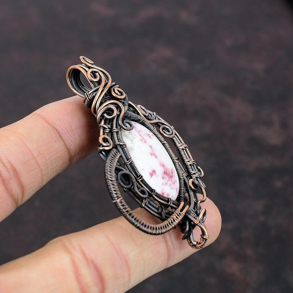 Подвеска из киновари, подвеска из медной проволоки, ювелирное изделие ручной работы, подвеска из натурального драгоценного камня, ювелирное изделие из медной проволоки, подарок для него, стильный кулон