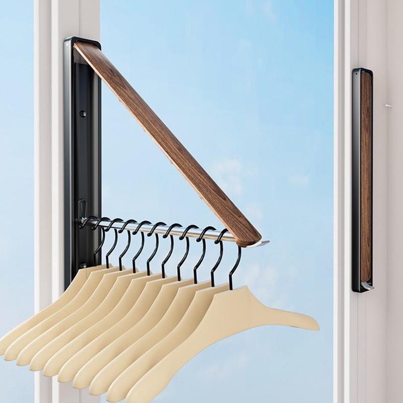 Home Window Balcony Folding Clothes Drying Rack, Stretchable & Invisible, Nodrill Wall Mounted Pole For Hanging Clothes