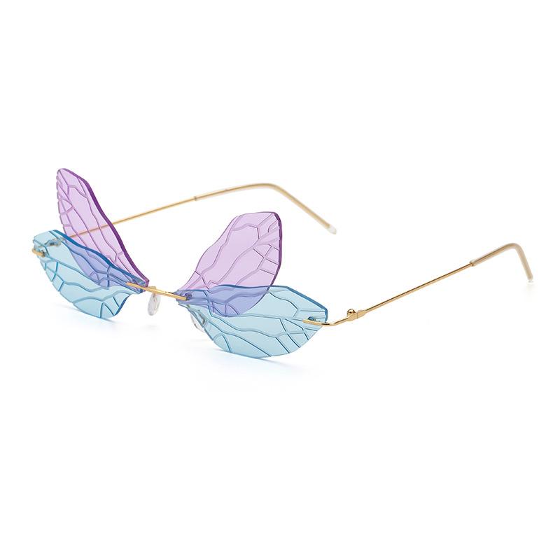 Солнцезащитные очки Dragonfly, женские дизайнерские солнцезащитные очки Wing, женские солнцезащитные очки Tide с двойными линзами для вечеринок и танцев, без оправы