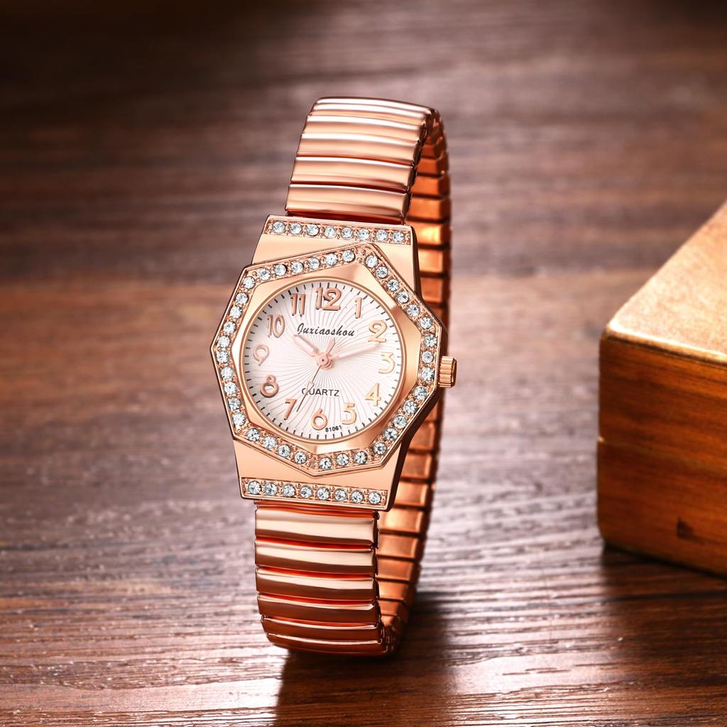 Watch Cute Analog Display Pink Stretchable Strap Waterproof Quartz Leisure Business Fashion Accessory Birthday Anniversary Christmas Day Gift for Her