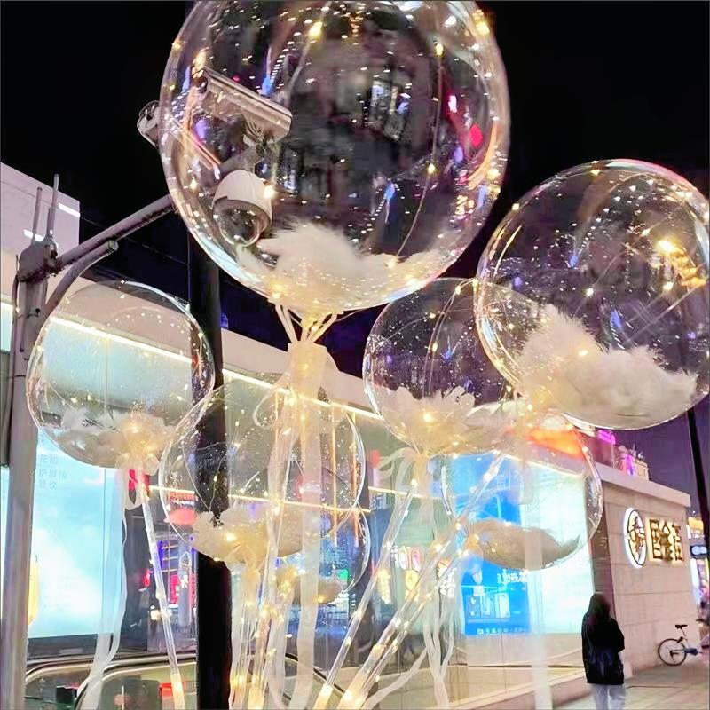 Прозрачный парящий шар Бобо с перьями для украшения дней рождений, помолвок, банкетов и свадеб