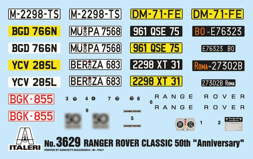 Italeri Масштаб Range Rover Classic 50-летний юбилей Пластиковая модель Сборная модель Японская IT3629 1/24 (с инструкциями)