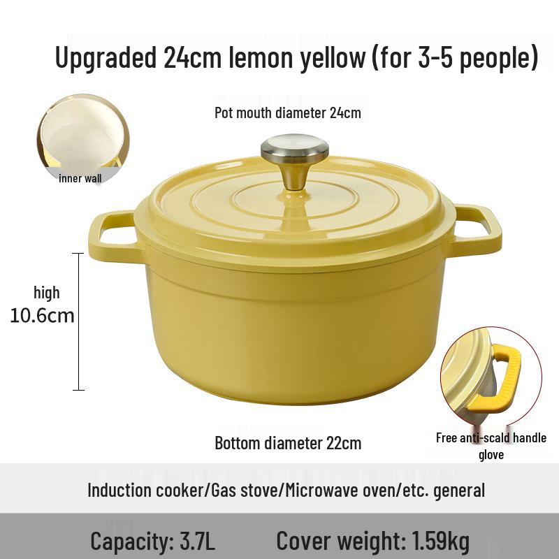 Кастрюля-казан Mingjue с антипригарным эмалевым покрытием, из алюминиевого сплава, подходит для индукционных плит, для тушения и супа.