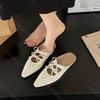 Fashion Comemore Baotou Half Slippers for Women Spring Summer Casual Mules Mary Jane Single Shoe Solid Flat Bottom Butterfly-knot Slides