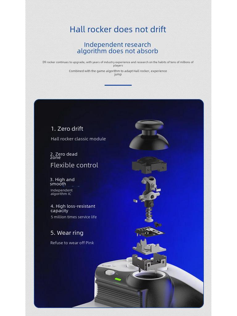 D9 беспроводной игровой контроллер Bluetooth Dual Hall Stretch для мобильных устройств, ПК, планшетов, Switch, PS3 и PS4