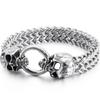 Gothic Double Skull Man Bracelet for Men In Stainless Steel Link Chain Men's Charm Bracelets Steampunk Skeleton Jewellery Guests Gifts