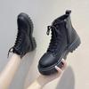 Black Front Lace-up Martin Boots Women's Summer New Thick-soled Heightening Short Boots Thin Boots